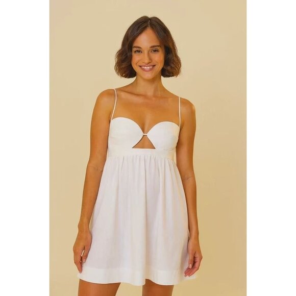 NWOT Farm Rio Linen Blend White Sleeveless Mini Dress Size XL - Picture 1 of 16